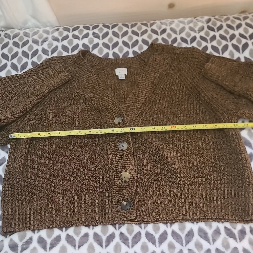 Cropped Oversize Brown Knit Sweater - Picture 4 of 7